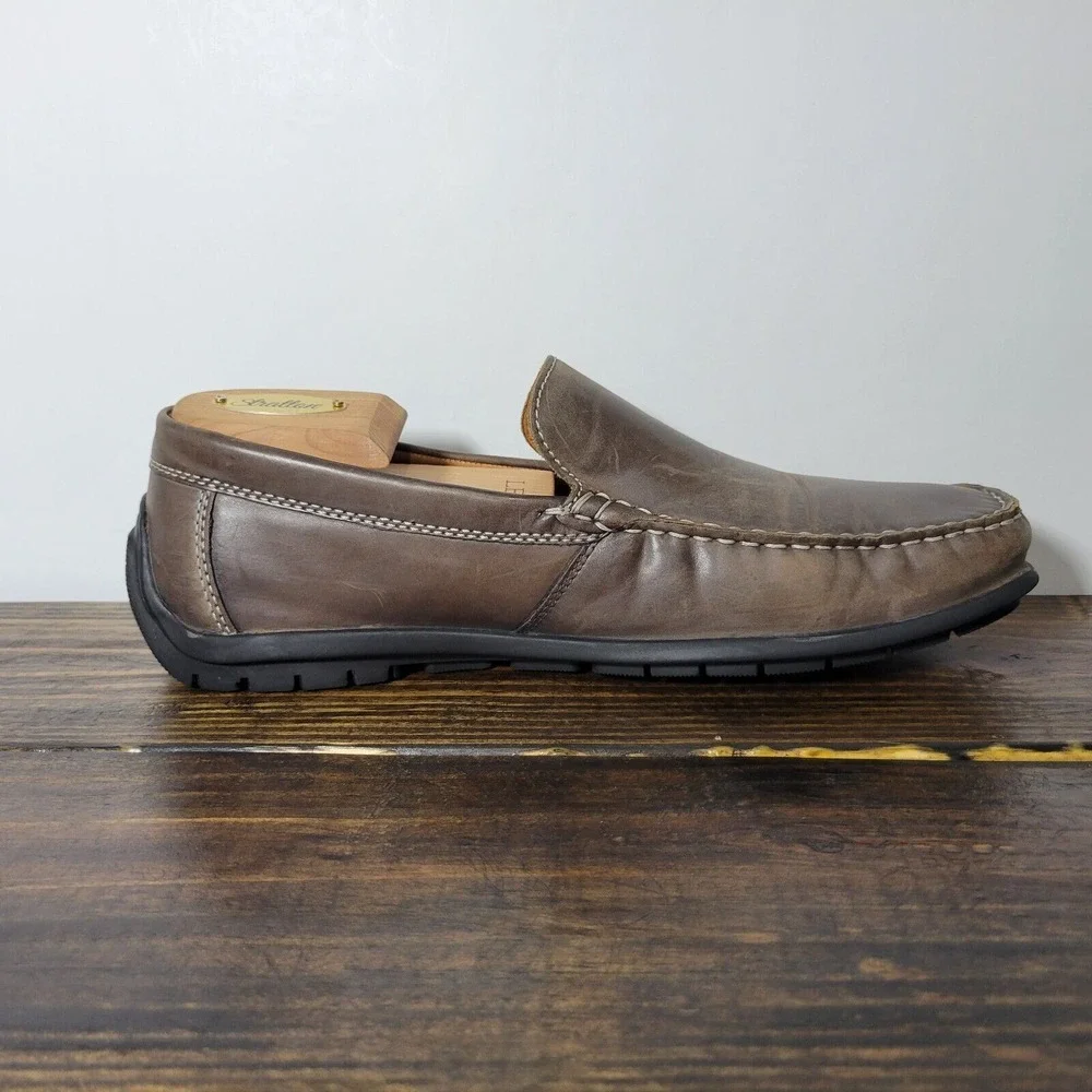 Ecco Men's‎ Driver Loafer Shoes Brown Leather LATEX Slip On Size EU42 / US 8-8.5